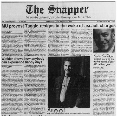Front page of The Snapper, 1993-09-15