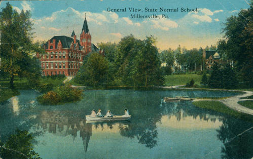 Color postcard depicting an illustration of State Normal School, Millersville, PA, 1907